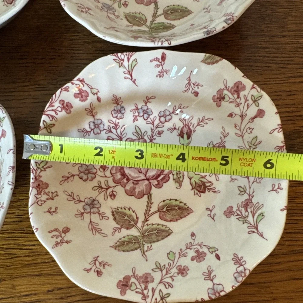 Vintage Johnson Brothers Rose Chintz Square Cereal Bowl Set Of 4